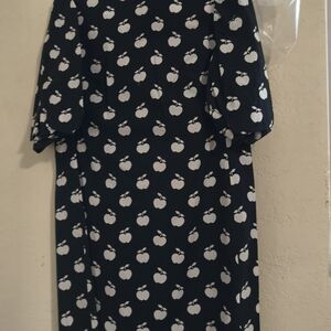 Kate Spade Black Dress with White Apple Pattern